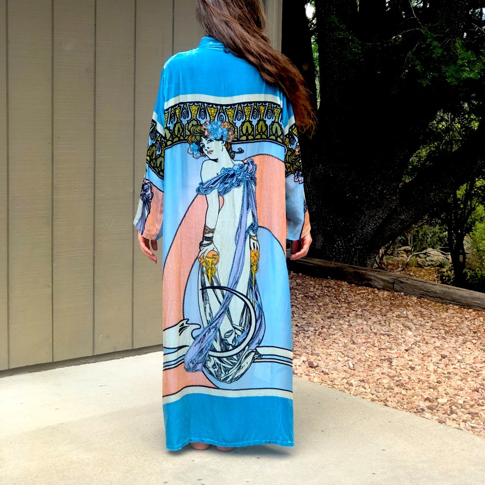 UNBELIEVABLE! Vintage Silk rayon burn out velvet Art Deco goddess dress …